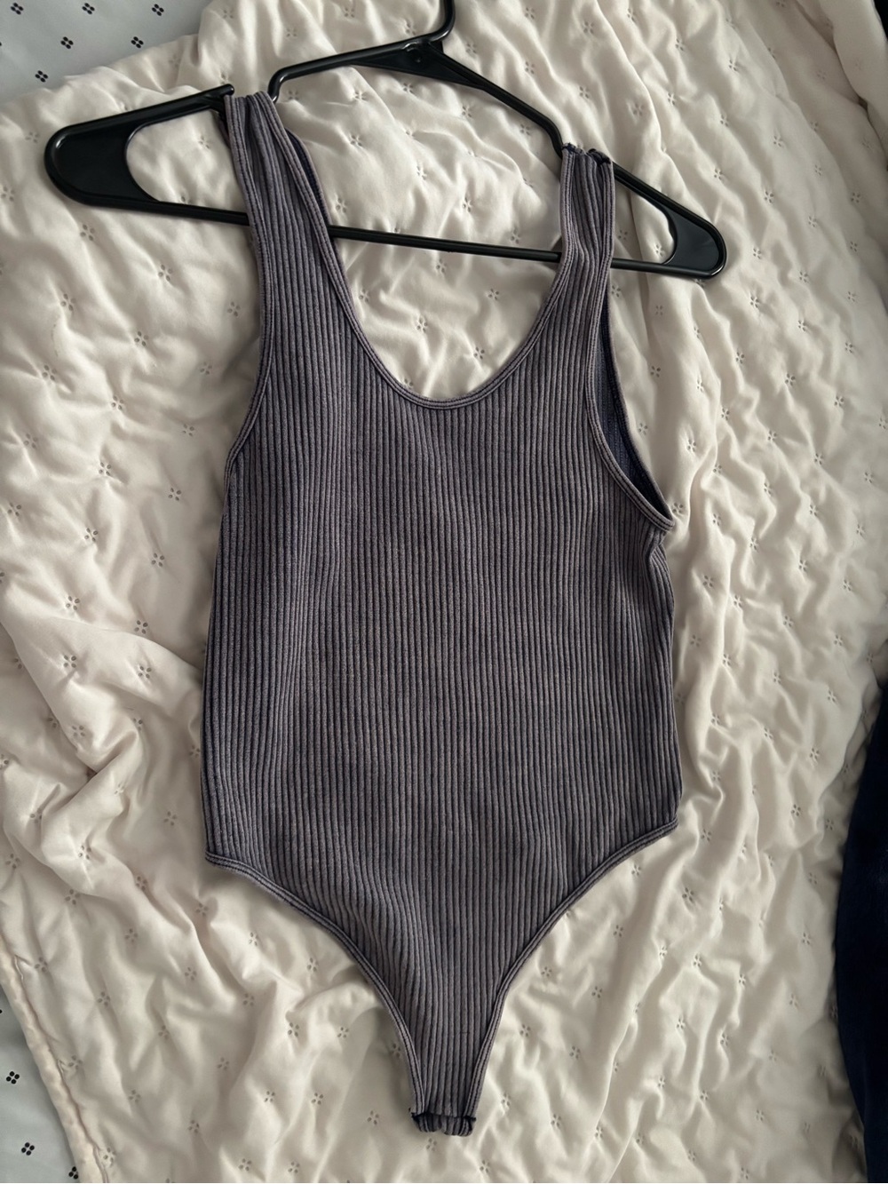 Ribbed Tank One-Piece Bodysuit in Gray - Women’s Size M/L